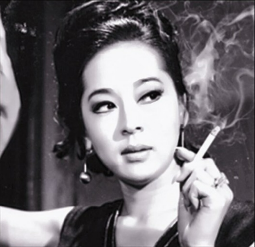 Korean Acress Kim Ji Mi acting in a film smoking, which was highly progressive in 60s Korea