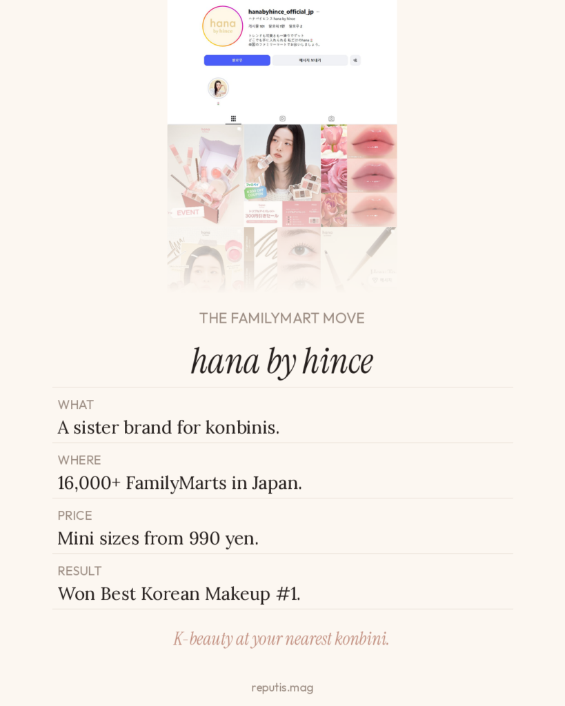 hince cosmetics product lineup including Half Moon Cheek blush and lip products in signature muted pink tones
