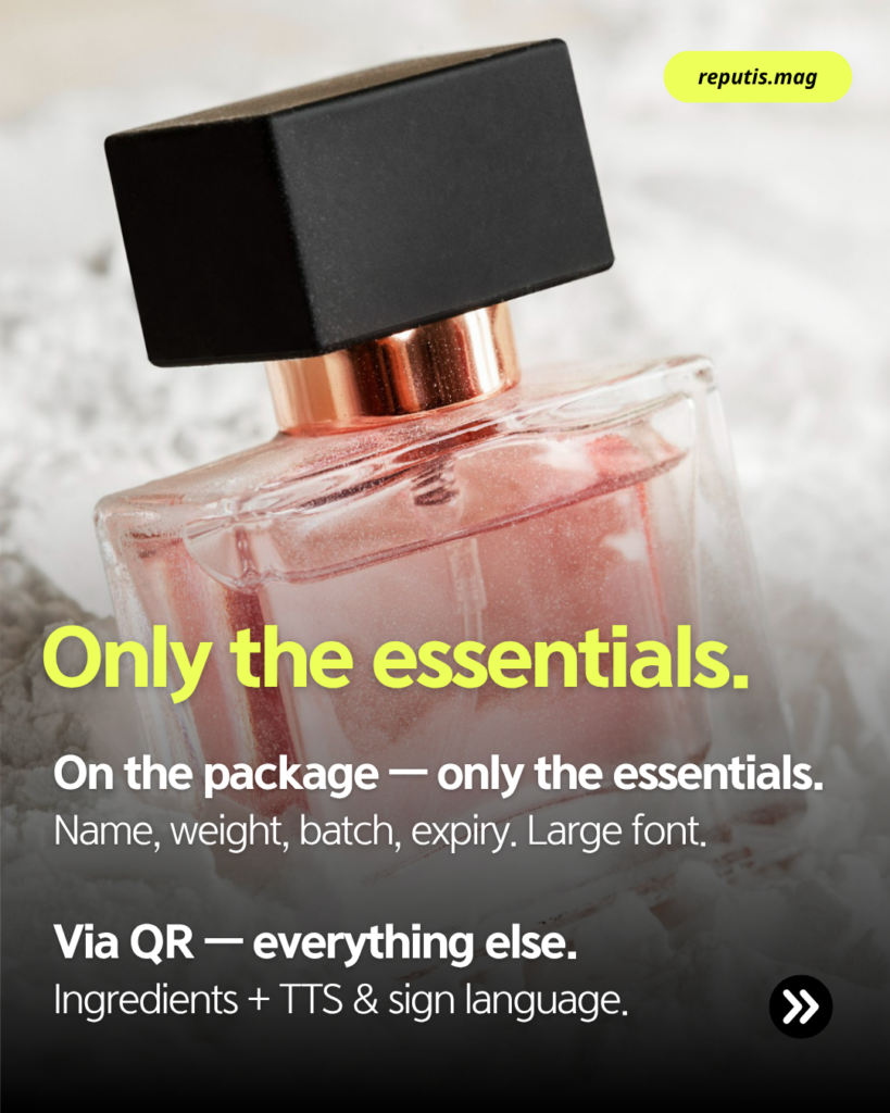 Explanation of what changes under the new e-label law — essential info stays on package, everything else moves to QR code.