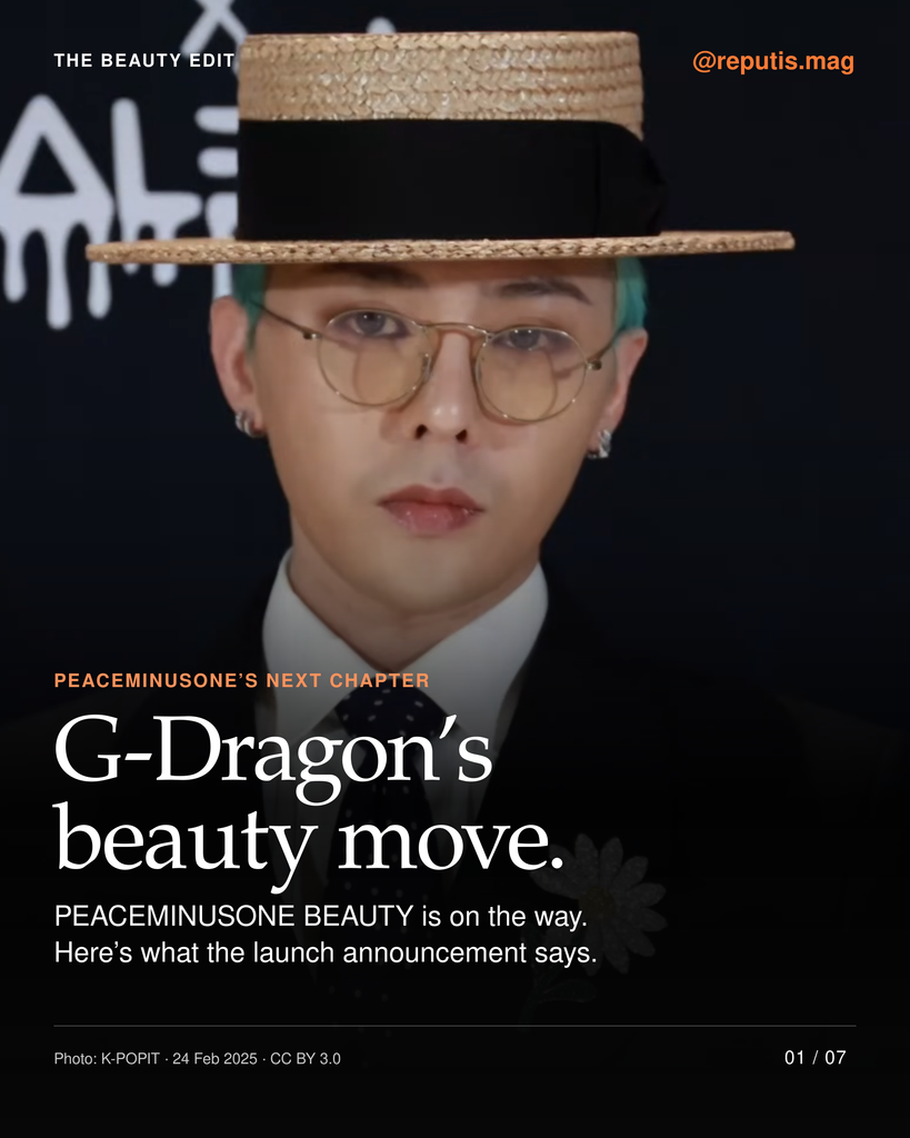 G-Dragon’s Beauty Brand, PEACEMINUSONE is moving into beauty with Goodai Global. Here’s what the announcement reveals about the planned 2027 launch—and which details are still to come.